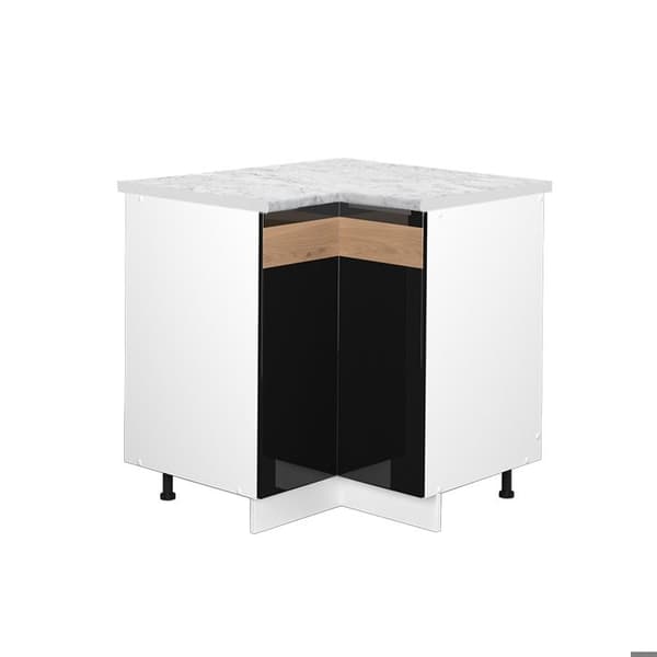 Hörnsoffa Fame-Line, 80.5cm, PT Marmor, Svart ek glans, Vit, Vicco