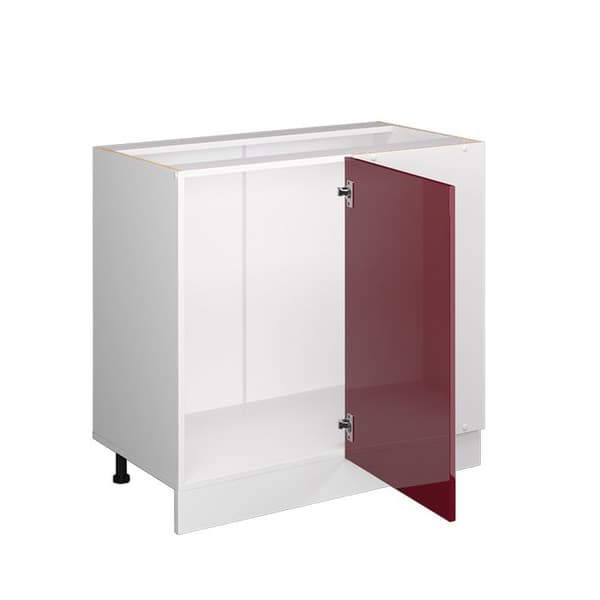 Hörn Möbel R-Line, 86 cm, PT Ek, Bordeaux röd hög glans, Vit, Vicco