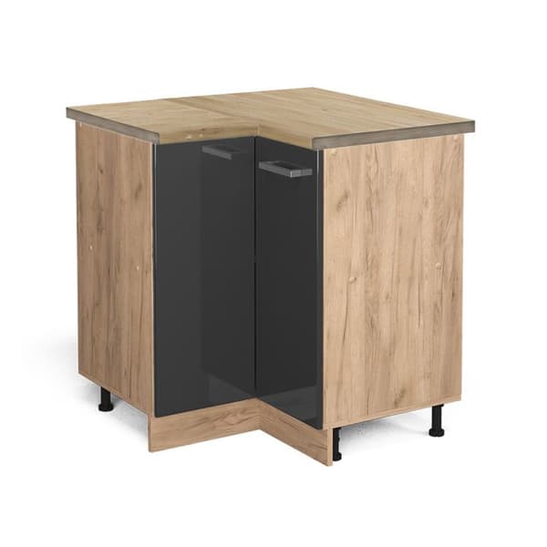 Hörnmöbel R-Line, 75.6 cm, PT Ek, Anthracit hög glans, Guld styrkeek, Vicco