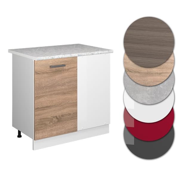 Hörnmöbel R-Line, 86 cm, PT Marmor, Sonoma, Vit, Vicco