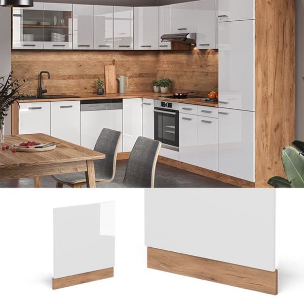 Fasad R-Line, 60cm, PT Marmor, Vit högblanka, Styrkeklädd ek, Vicco