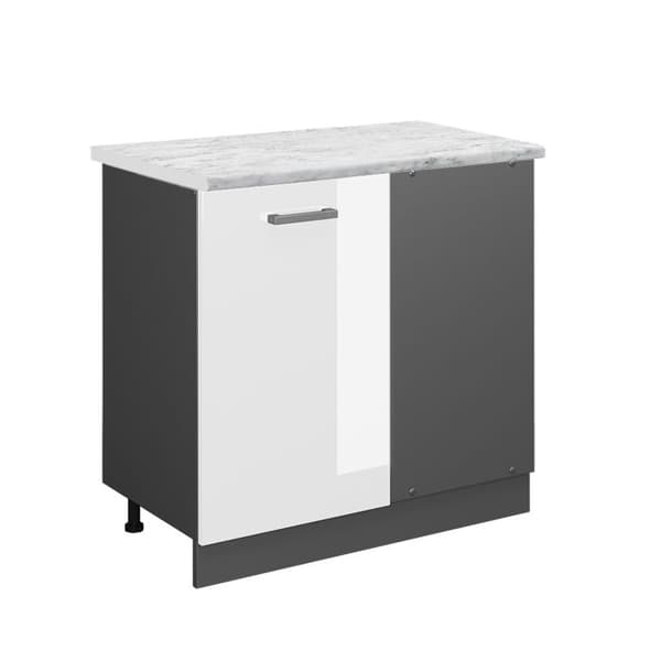 Hörnmebel R-Line, 86 cm PT Marmor, Vit högglans, Antracit, Vicco