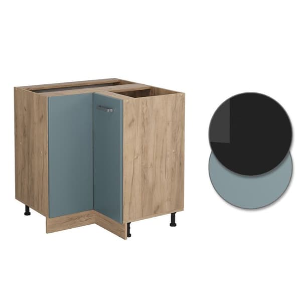 Ksectionsbord R-Line, 75.6cm PT Marmor, Blågrå, Starka ek i guld, Vicco