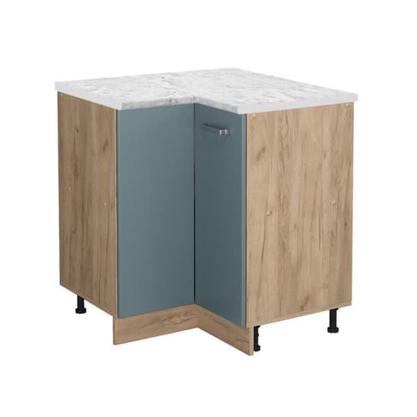 Ksectionsbord R-Line, 75.6cm PT Marmor, Blågrå, Starka ek i guld, Vicco
