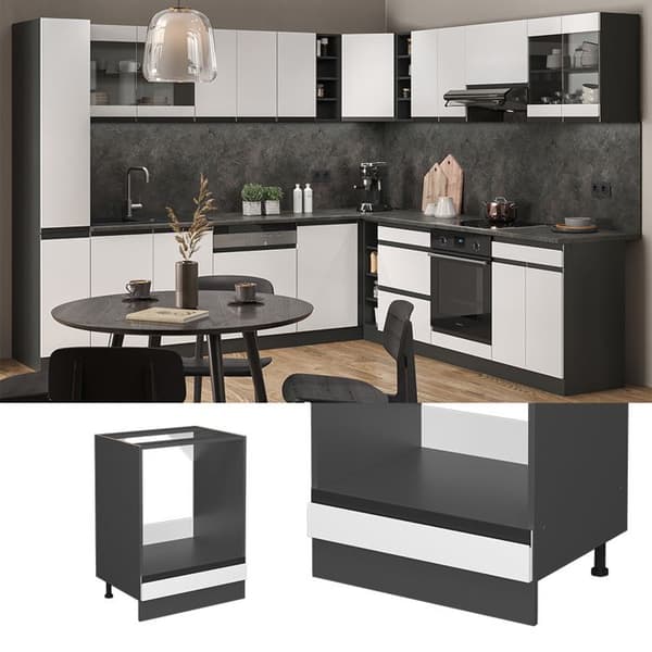 Meuble för ugn R-Line, 60cm PT Marmor, Vit, Antracit, Vicco
