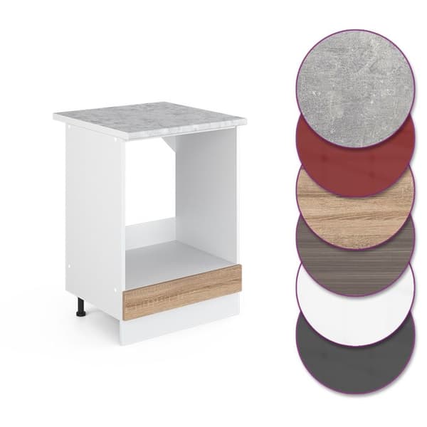 Meuble för ugn R-Line, 60cm, PT Marmor, Sonoma, Vit, Vicco
