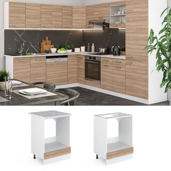 Meuble för ugn R-Line, 60cm, PT Marmor, Sonoma, Vit, Vicco