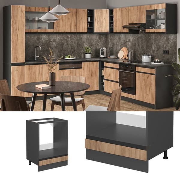 Meuble för ugn R-Line, 60 cm J-Form, utan PT, Guld-ek, Antracit, Vicco