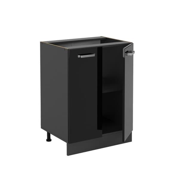Köksunderhållsskåp R-Line, 60 cm utan PT, Svart högglans, Antracit, Vicco