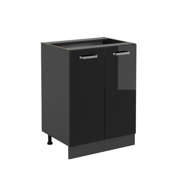 Köksunderhållsskåp R-Line, 60 cm utan PT, Svart högglans, Antracit, Vicco