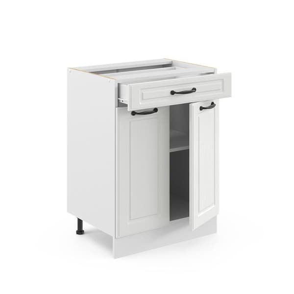 Köksmöbel R-Line, 60cm med låda, PT Marmor, Vit landsbygd, Vit, Vicco