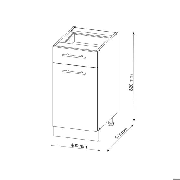 Köksmöbel Fame-Line, 40 cm, PT Ek, Bordeaux hög glans, Antracit, Vicco