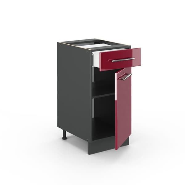 Köksmöbel Fame-Line, 40 cm, PT Ek, Bordeaux hög glans, Antracit, Vicco