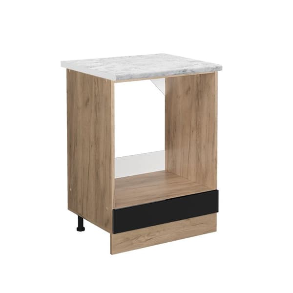 Möbel för ugn R-Line, 60cm PT Marmor, Svart hög glans, Guldbrun ek, Vicco