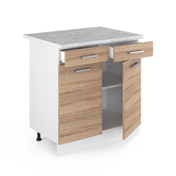 Köksmöbel R-Line, 80cm, PT Marmor, Sonoma, Vit, Vicco