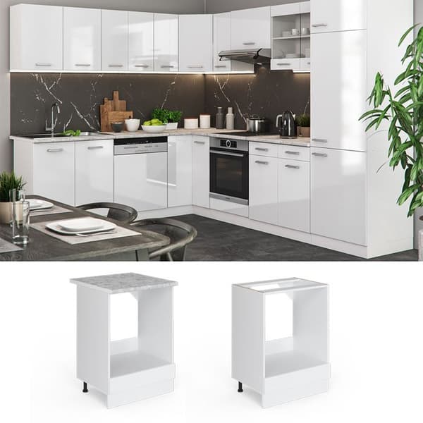 Furnitur för ugn R-Line, 60cm utan PT, Vit hög glans, Vit, Vicco