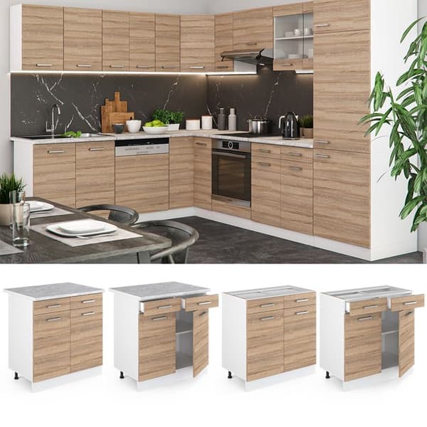 Köksmöbel R-Line, 80cm utan PT, Sonoma, Vit, Vicco