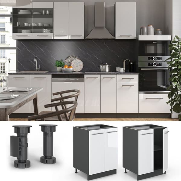 Köksövrek Fame-Line, 60cm, PT Antracit, Vit Högglans, Antracit, Vicco