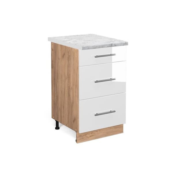 Köksskåp Fame-Line, 50 cm, PT Antracit, Bordeauxröd Hög glans, Guldstark Ek, Vicco