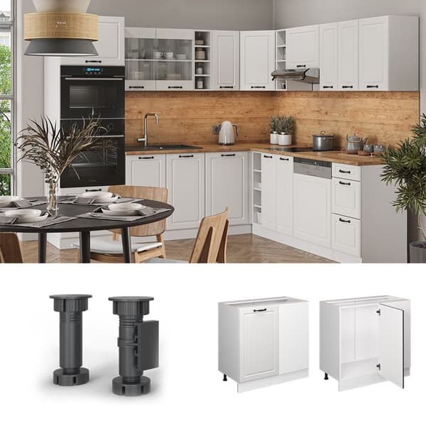 Hörnsoffa R-Line, 86cm utan PT, Vit lantstil, Vit, Vicco