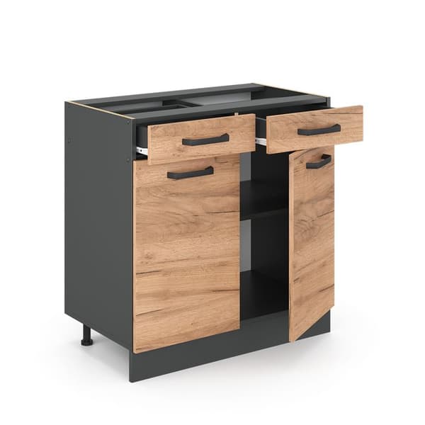 Köksmöbel R-Line, 80cm utan PT, Guldbrunt ek, Antracit, Vicco