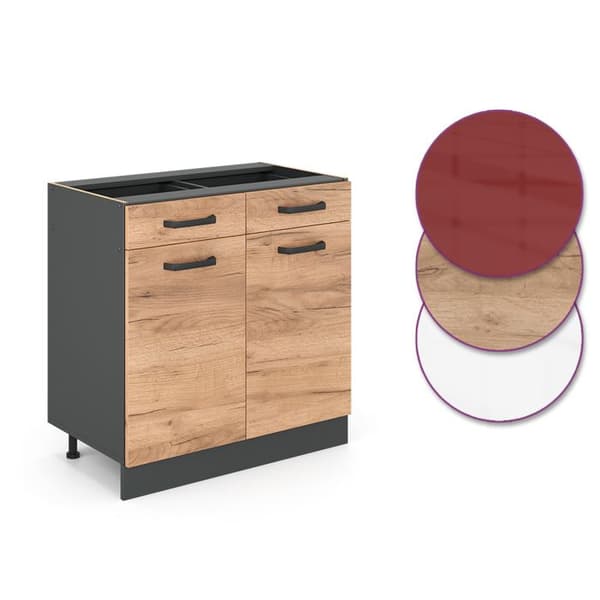 Köksmöbel R-Line, 80cm utan PT, Guldbrunt ek, Antracit, Vicco