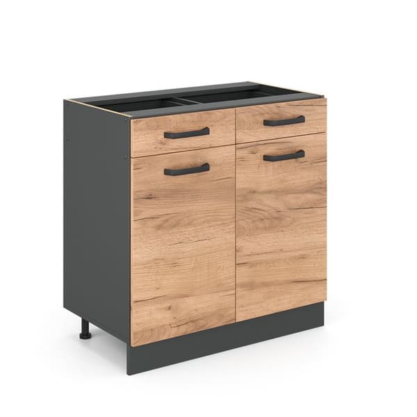 Köksmöbel R-Line, 80cm utan PT, Guldbrunt ek, Antracit, Vicco