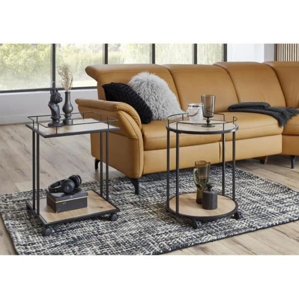 Rund Köksvagn "ascola" 60cm Svart &amp; Ek - Paris Prix
