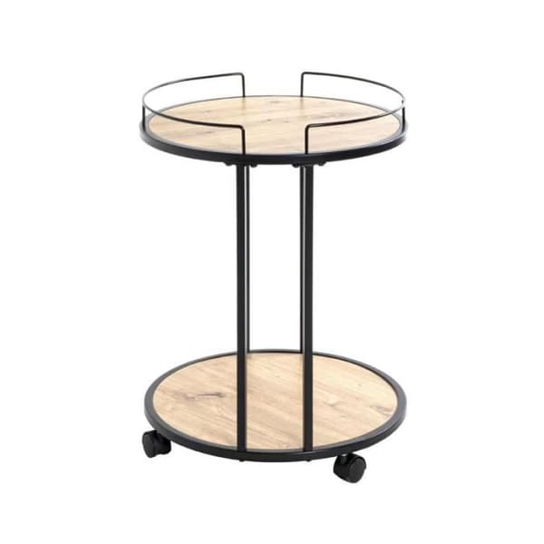 Rund Köksvagn "ascola" 60cm Svart &amp; Ek - Paris Prix