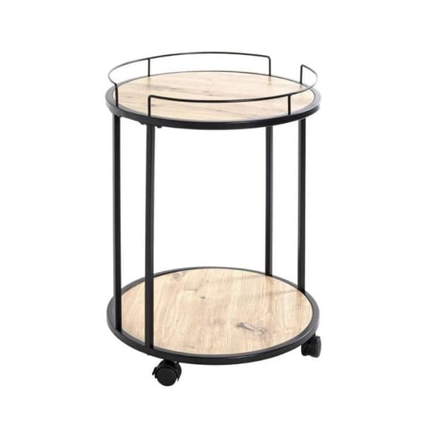 Rund Köksvagn "ascola" 60cm Svart &amp; Ek - Paris Prix