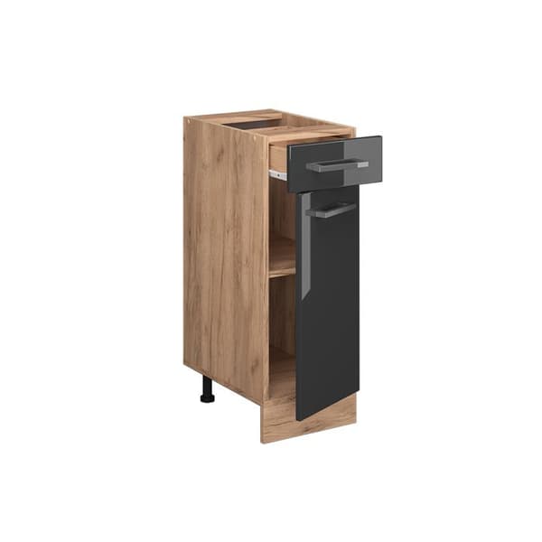 R-Line köksmöbler, 30cm PT marmor, antracit Högglans, gyllene ek, Vicco