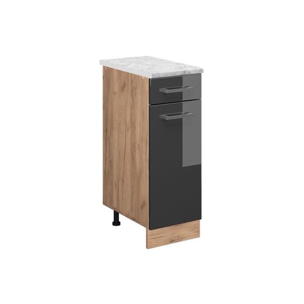 R-Line köksmöbler, 30cm PT marmor, antracit Högglans, gyllene ek, Vicco