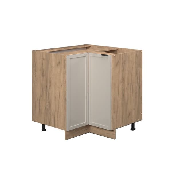 Fame-Line hörnbasenhet, 80,5 cm utan PT, GreyBeige, Gyllene styrka ek, Vicco
