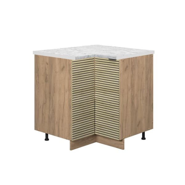 Fame-Line hörnbasenhet, 80,5 cm, PT marmor, ekpanel, gyllene ek, Vicco
