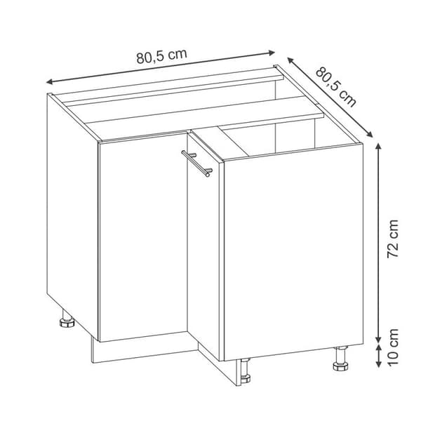 Fame-Line hörnbasenhet, 80,5 cm, PT antracit, ekpanel, gyllene ek, Vicco