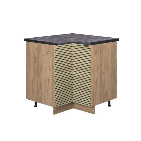 Fame-Line hörnbasenhet, 80,5 cm, PT antracit, ekpanel, gyllene ek, Vicco