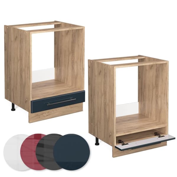 Fame-Line köksskåp, 60cm, PT Antracit, Blank mörkblå, Gyllene ek, Vicco