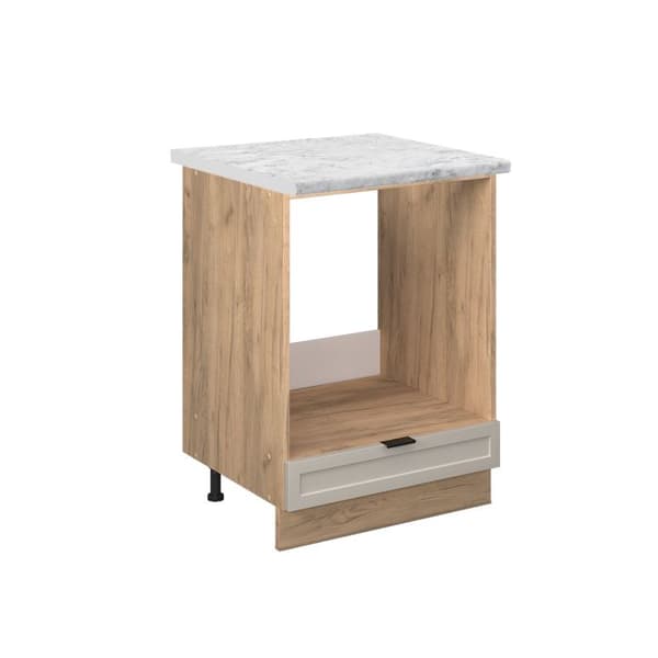 Fame-Line ugnsskåp, 60cm, PT Marble, GreyBeige, Gyllene styrka ek, Vicco