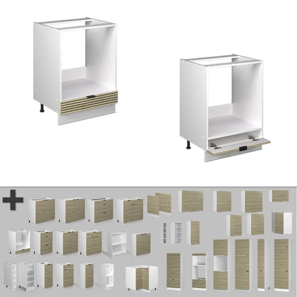 Fame-Line ugnsskåp, 60cm utan bänkskiva, Ekpanel, Vit, Vicco