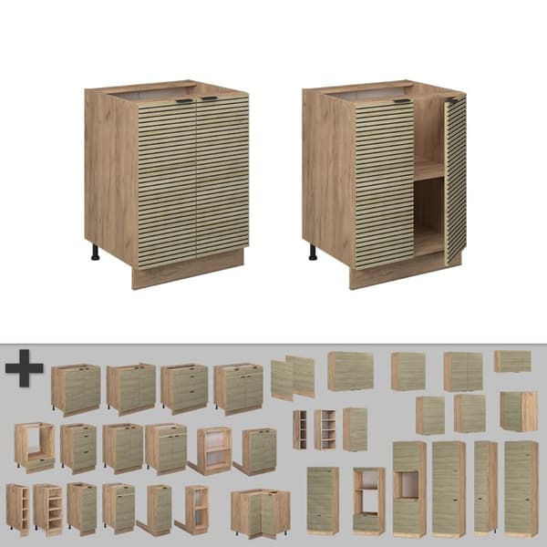 Fame-Line köksunderdel, 60cm utan bänkskiva, Ekpanel, Guldstyrka ek, Vicco