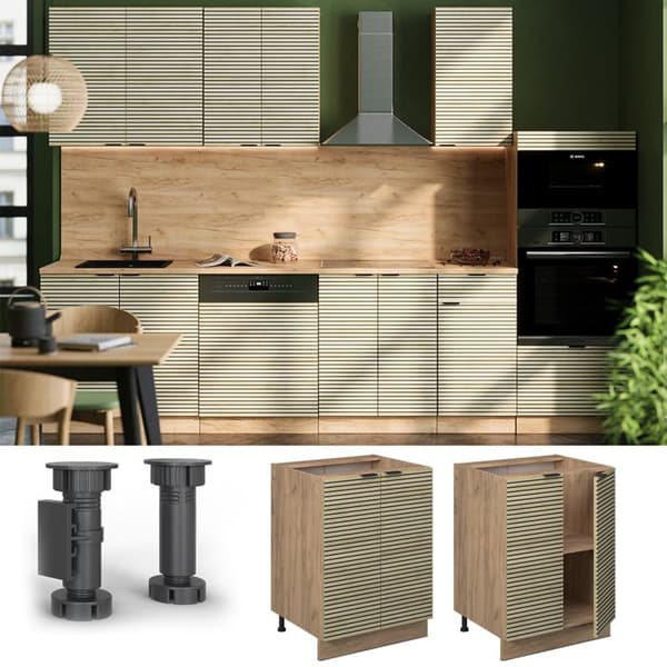 Fame-Line köksunderdel, 60cm utan bänkskiva, Ekpanel, Guldstyrka ek, Vicco