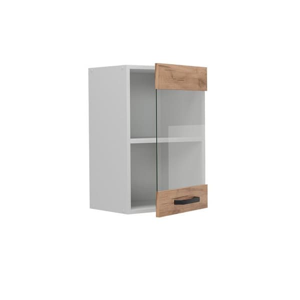 R-Line högglasad köksdel, 40cm, Guldstyrka ek, Vit, Vicco