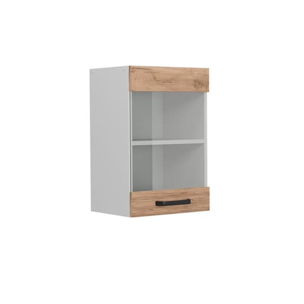 R-Line högglasad köksdel, 40cm, Guldstyrka ek, Vit, Vicco