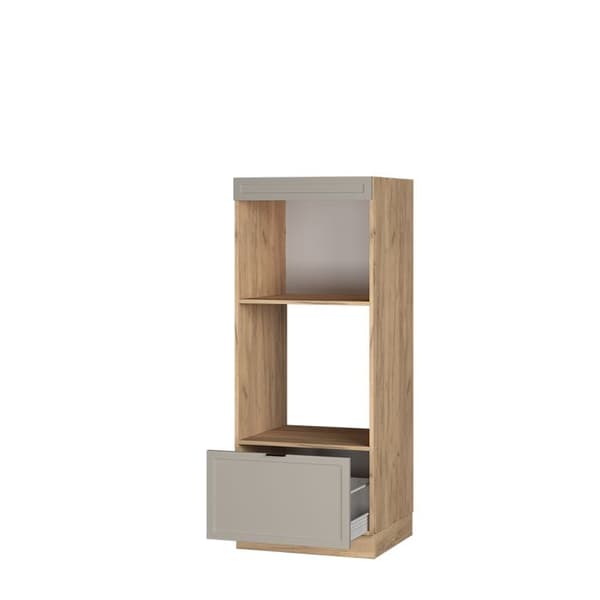 Fame-Line mikrovågsskåp, 60 cm öppet, Gråbeige, Gyllene ek, Vicco