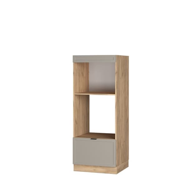 Fame-Line mikrovågsskåp, 60 cm öppet, Gråbeige, Gyllene ek, Vicco