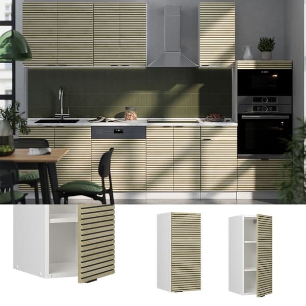 Fame-Line köksvägg, 30cm, Ekpanel, Vit, Vicco