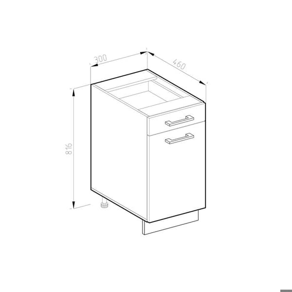 R-Line universell basenhet, 30cm med låda, med PT, Sonoma, Vit, Vicco