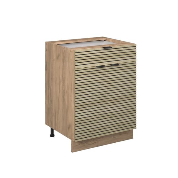 Lågskåp med lådor Fame-Line, 60cm med låda, utan arbetsyta, Panel i ek, Guldstark ek, Vicco
