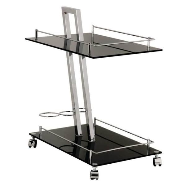 Vagn i kromstålhärdat glas - PLATON - L40xP60xH72cm - Svart