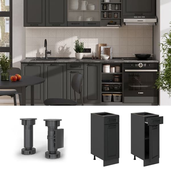 Köksmöbel R-Line, 30 cm, PT Ek, Antracit landsbygd, Antracit, Vicco